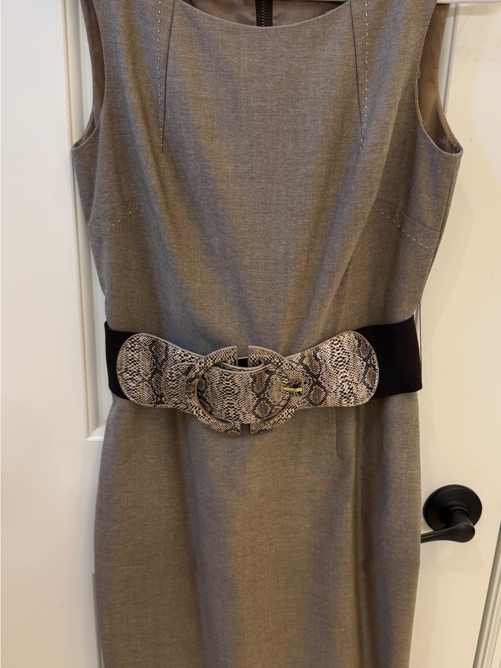 Stretch Elastic Belt with Snake-Print Buckle - Black